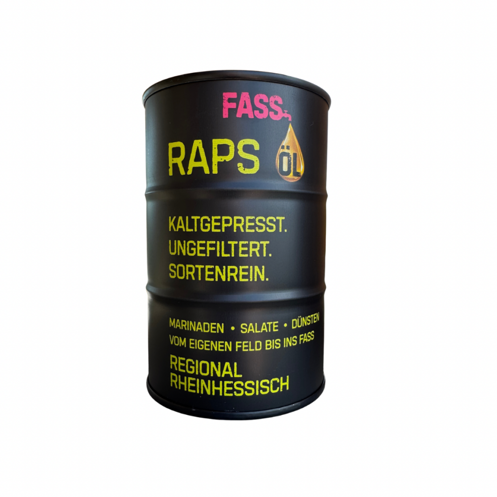 Kaltgepresstes Rapsöl im Fass